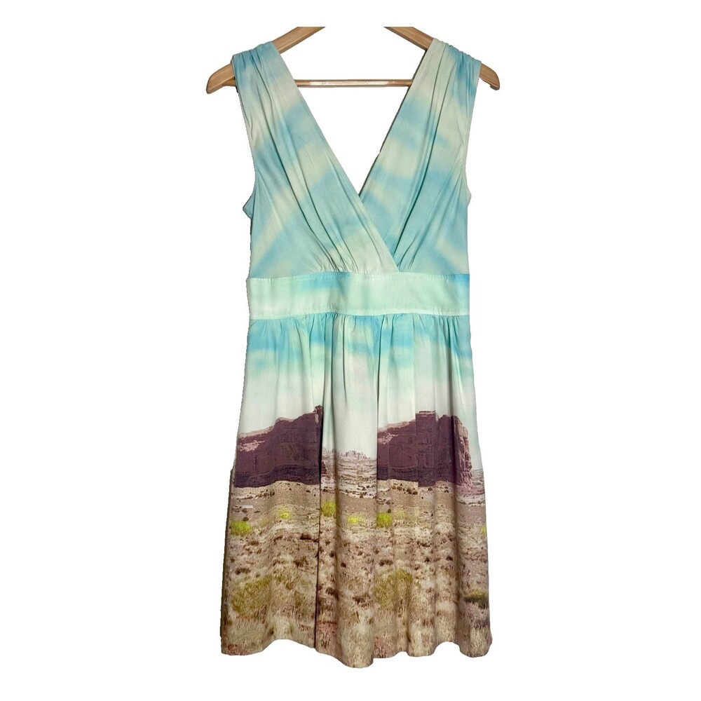 PLENTY TRACY REESE Silk Little Mesa Perfect Dress Landscape Photo Print Size 10
